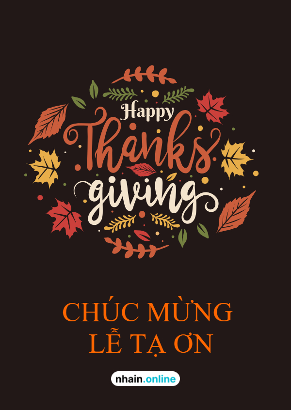 Thiệp Tạ ơn màu nâu